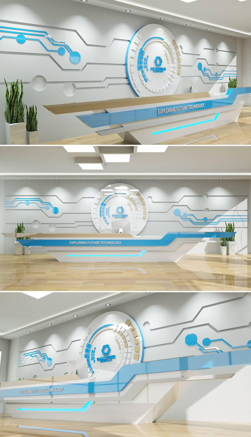 原創高端現代企業前臺形象墻公司大廳前臺背景墻設計-版權可商用